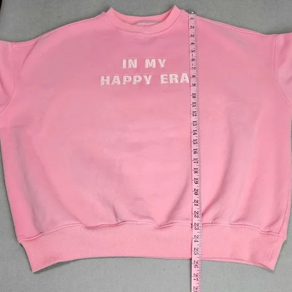 Sun Kissed Coconut Womens Sweatshirt Sz M Pink Crewneck Embroidered Happy Era - Picture 5 of 9